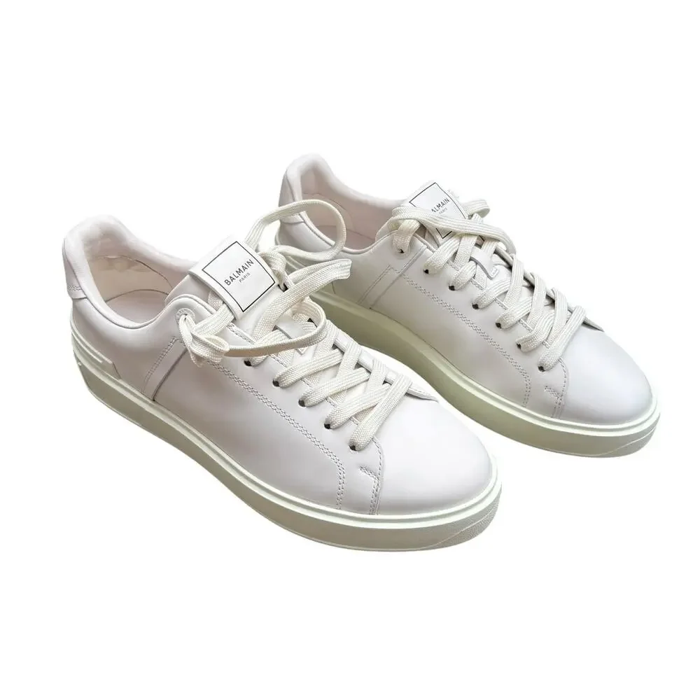 Balmain B-Court White Calfskin Leather Sneakers Women’s 11 NIB